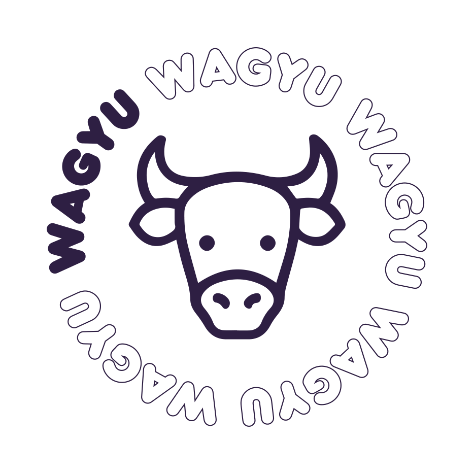 Juicy Joint Wagyu slogan badge with a bull illustration and circular Wagyu lettering